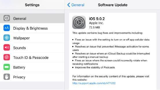 苹果推iOS 9.0.2更新包 修复短信等缺陷