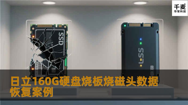 日立160G的硬盘，首先将该硬盘通电发现硬盘无响应，电机不转，可能是电路板烧坏了，于是使用同型号的备件更换电路板，通电后硬盘直接敲盘，因此