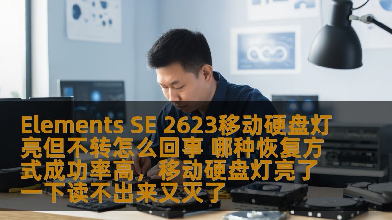 Elements SE 2623移动硬盘灯亮但不转怎么回事 哪种恢复方式成功率高，移动硬盘灯亮了一下读不出来又灭了