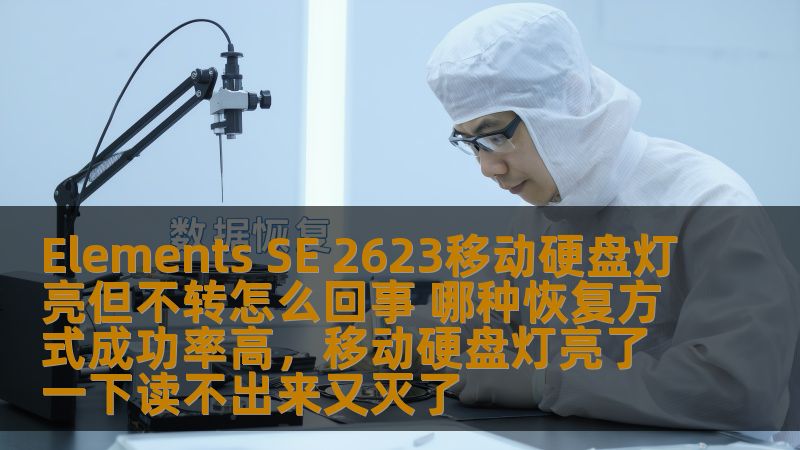 Elements SE 2623移动硬盘灯亮但不转怎么回事 哪种恢复方式成功率高，移动硬盘灯亮了一下读不出来又灭了