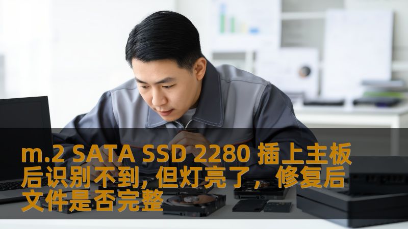 m.2 SATA SSD 2280 插上主板后识别不到，灯亮了，如何修复及数据完整性问题，提供详细解决方案。