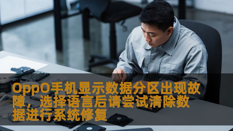 OppO手机出现数据分区故障后，选择语言后尝试清除数据进行系统修复，本文分析各种恢复方式的成功率和操作步骤。