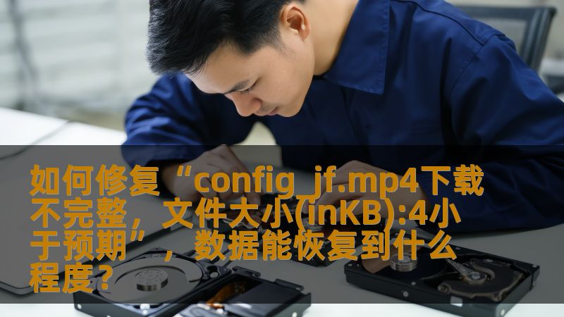 当你下载了“config_jf.mp4”文件后，却发现它的文件大小只有4KB，远低于预期，怎么办？本文将为您详细解答，分析如何修复不完整的文件以及文件修复能达到什么程度。无论你是普通用户还是专业人士，都能从中获得有价值的信息。