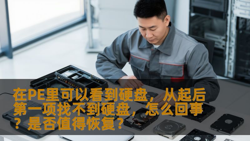 在PE里可以看到硬盘，从起后第一项找不到硬盘，怎么回事？是否值得恢复？