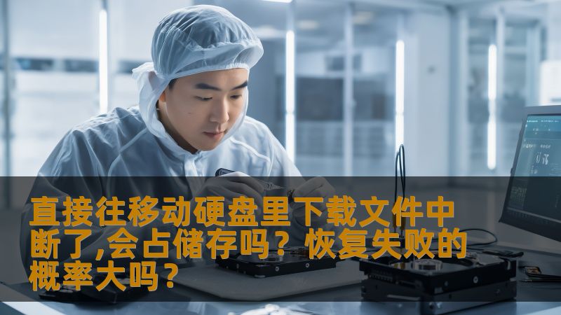 直接往移动硬盘里下载文件中断了,会占储存吗？恢复失败的概率大吗？