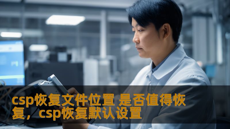 csp恢复文件位置 是否值得恢复，csp恢复默认设置                    在面对意外数据丢失时，CSP恢复文件位置是否值得恢复是许多人关注的话题。本文将为您详细解析CSP恢复文件的价值与恢复选择，帮助您做出明智的决策。    CSP恢复文件位置，数据恢复，文件丢失，CSP恢复，数据安全    在日常工作和生活中，我们的数字设备承载着大量的个人信息和工作数据，尤其是在企业环境中，更