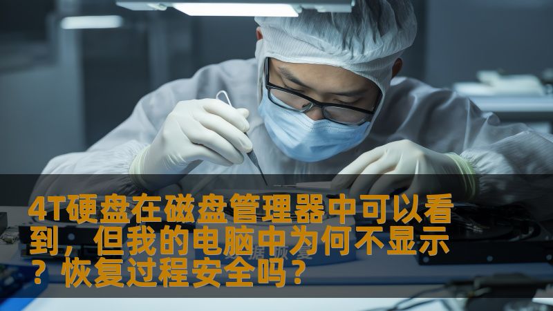 4T硬盘在磁盘管理器中可以看到，但我的电脑中为何不显示？恢复过程安全吗？
