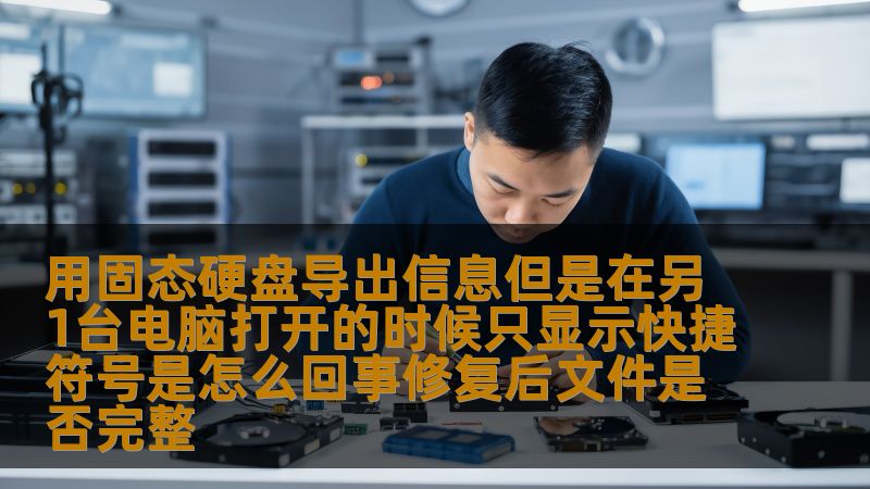 用固态硬盘导出信息但是在另1台电脑打开的时候只显示快捷符号是怎么回事修复后文件是否完整