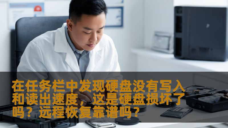 通过任务栏检测硬盘状态，发现没有写入和读出速度，很多用户会担心这是否意味着硬盘损坏了。本文将带你了解硬盘读写速度异常的可能原因，并探讨远程恢复数据是否靠谱。