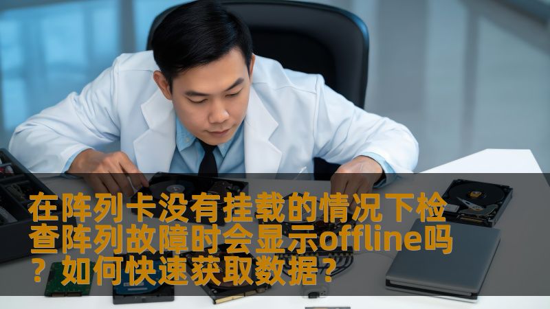 在阵列卡没有挂载的情况下检查阵列故障时会显示offline吗？如何快速获取数据？