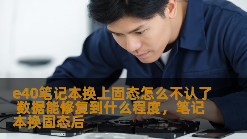 E40笔记本换上固态硬盘后遇到不识别的问题是常见的故障之一，很多用户在更换硬盘后会遇到数据丢失的困境。那么，导致不识别的原因是什么？数据修复又能达到什么程度？本文为您提供详细的解答。