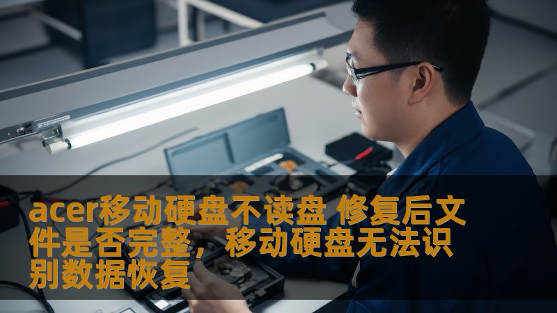 acer移动硬盘不读盘 修复后文件是否完整，移动硬盘无法识别数据恢复                    Acer移动硬盘出现不读盘的故障后，如何有效修复并确保文件数据的完整性？本文将深入探讨Acer移动硬盘修复后的数据恢复问题，帮助用户理解修复过程中的关键细节，确保文件无损恢复。    Acer移动硬盘、不读盘修复、数据恢复、硬盘修复、文件完整性、硬盘故障    Acer移动硬盘不读盘的常见原