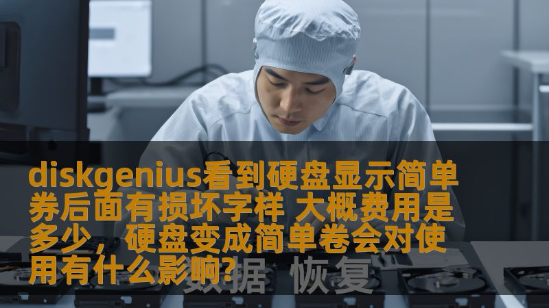 diskgenius看到硬盘显示简单券后面有损坏字样 大概费用是多少，硬盘变成简单卷会对使用有什么影响?