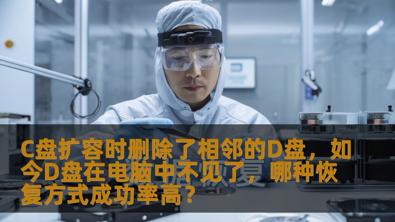 C盘扩容时删除了相邻的D盘，如今D盘在电脑中不见了，哪种恢复方式成功率高？
