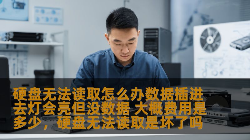 硬盘无法读取怎么办数据插进去灯会亮但没数据 大概费用是多少，硬盘无法读取是坏了吗