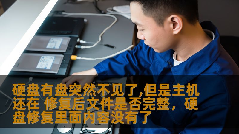 硬盘出现故障或“消失”问题，很多用户都曾遇到过。本文将讨论硬盘故障的原因，如何修复以及修复后文件是否能恢复完整，让你不再为数据丢失而焦虑。