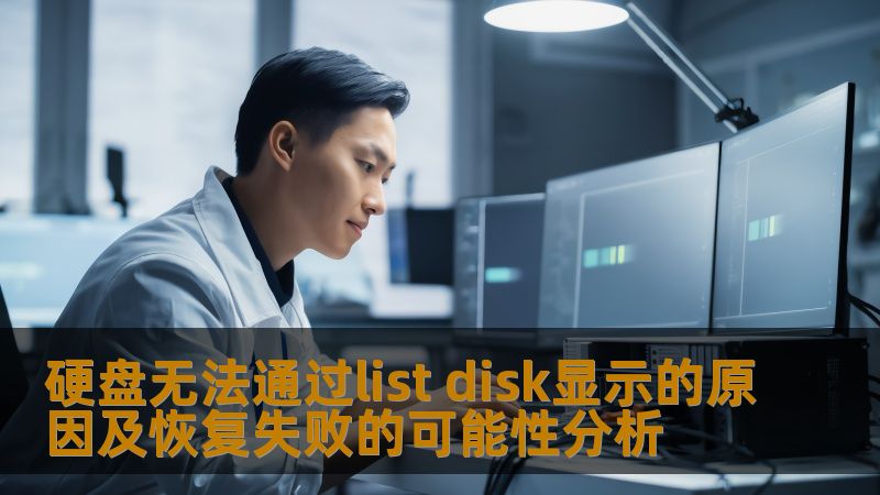 探索硬盘无法通过list disk显示的原因及其恢复失败的可能性，提供详细的故障分析和恢复步骤。