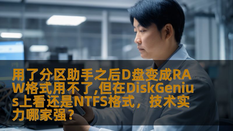 近日，许多用户反映使用分区助手后，D盘变成RAW格式无法使用。与此同时，在DiskGenius上查看时却显示仍为NTFS格式，究竟问题出在哪里？在此背景下，我们深入探讨了这两个工具的技术差异以及它们各自的技术实力。