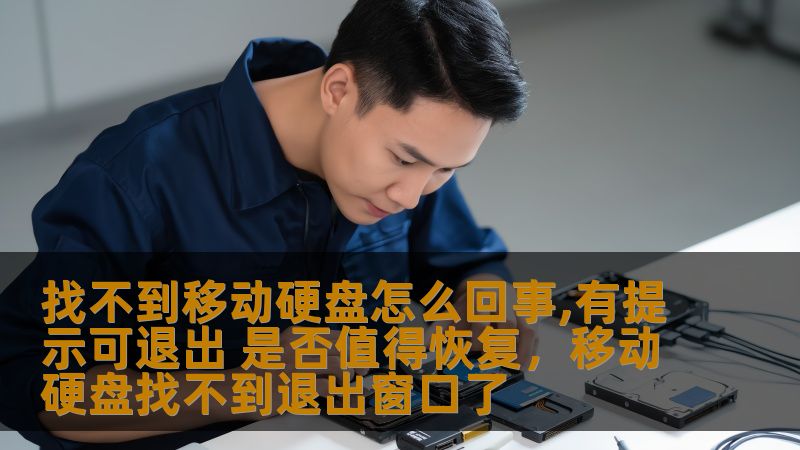 在使用移动硬盘时，遇到“找不到移动硬盘”提示，甚至出现“可退出”的情况，很多人会感到不知所措。那么，这种情况到底是怎么回事呢？是硬盘出了问题，还是其他原因？是否值得尝试恢复？本文将深入分析这一问题，并提供解决方案，帮助你做出明智的决策。