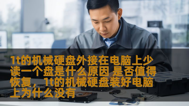 1t的机械硬盘外接在电脑上少读一个盘是什么原因 是否值得恢复，1t的机械硬盘装好电脑上为什么没有