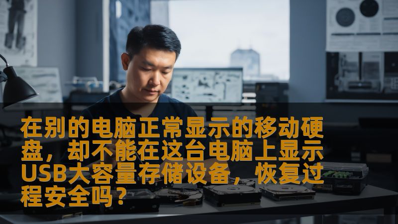 你的移动硬盘在其他电脑上正常使用，但在某台电脑上却无法显示？这是不是意味着硬盘坏了？恢复数据过程安全吗？本文为你详细解析，并给出解决方案。