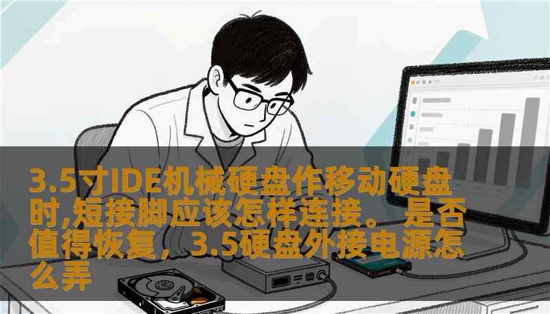 3.5寸IDE机械硬盘作移动硬盘时,短接脚应该怎样连接。 是否值得恢复，3.5硬盘外接电源怎么弄