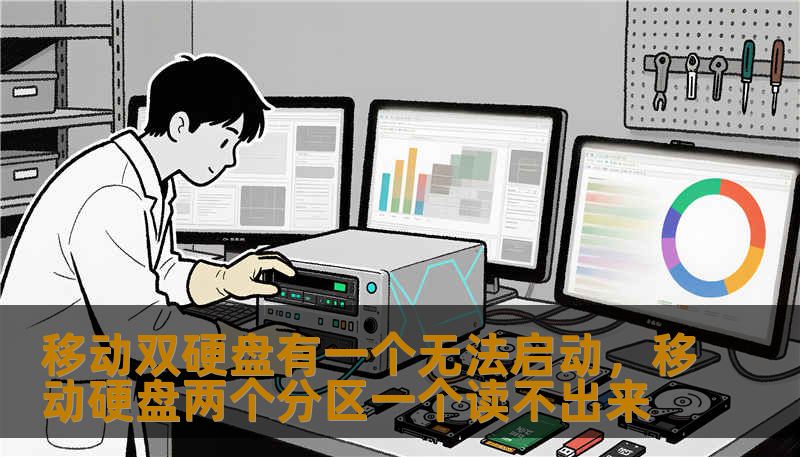 移动双硬盘有一个无法启动，移动硬盘两个分区一个读不出来