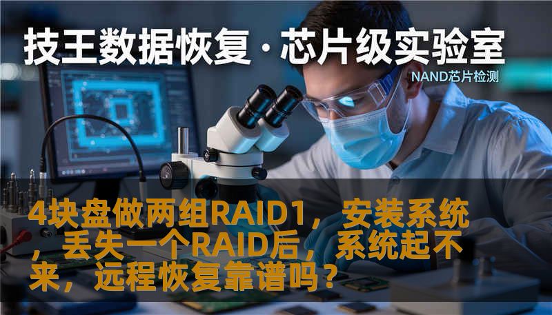 4块盘做两组RAID1，安装系统，丢失一个RAID后，系统起不来，远程恢复靠谱吗？