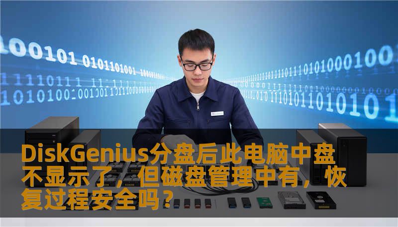DiskGenius分盘后此电脑中盘不显示了，但磁盘管理中有，恢复过程安全吗？