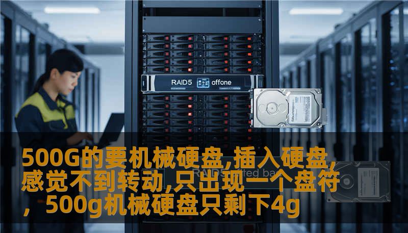 500G的要机械硬盘,插入硬盘,感觉不到转动,只出现一个盘符，500g机械硬盘只剩下4g