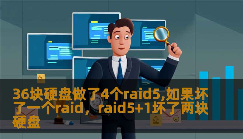 36块硬盘做了4个raid5,如果坏了一个raid,raid5+1坏了两块硬盘 36块硬盘做了4个raid5,如果坏了一个raid,raid5+1坏了两块硬盘