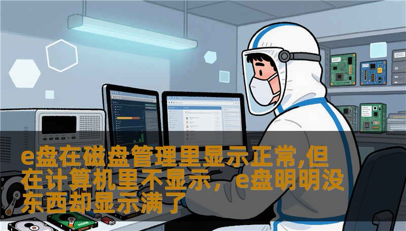 e盘在磁盘管理里显示正常,但在计算机里不显示，e盘明明没东西却显示满了