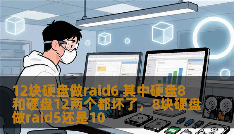 12块硬盘做raid6 其中硬盘8 和硬盘12两个都坏了，8块硬盘做raid5还是10
