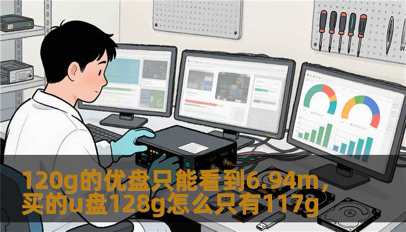 120g的优盘只能看到6.94m，买的u盘128g怎么只有117g