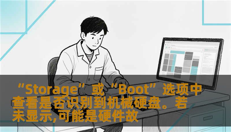 “Storage”或“Boot”选项中查看是否识别到机械硬盘。若未显示,可能是硬件故