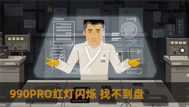 990PRO红灯闪烁 找不到盘