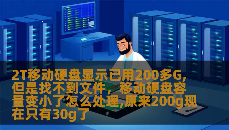 2T移动硬盘显示已用200多G,但是找不到文件，移动硬盘容量变小了怎么处理,原来200g现在只有30g了