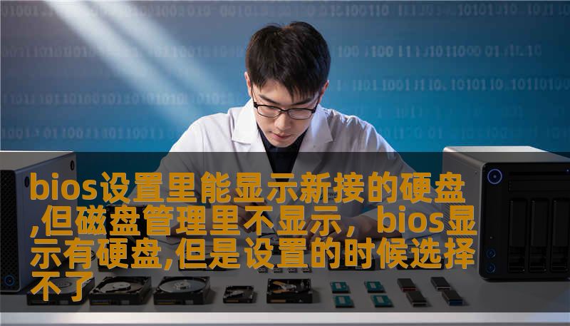 bios设置里能显示新接的硬盘,但磁盘管理里不显示，bios显示有硬盘,但是设置的时候选择不了