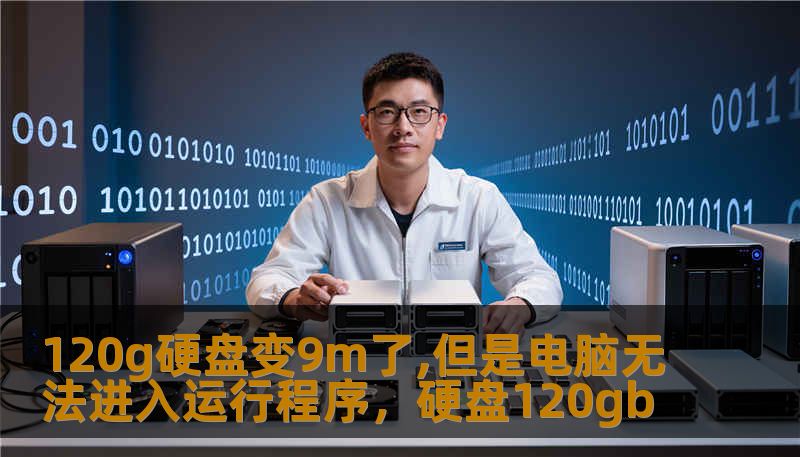 120g硬盘变9m了,但是电脑无法进入运行程序，硬盘120gb