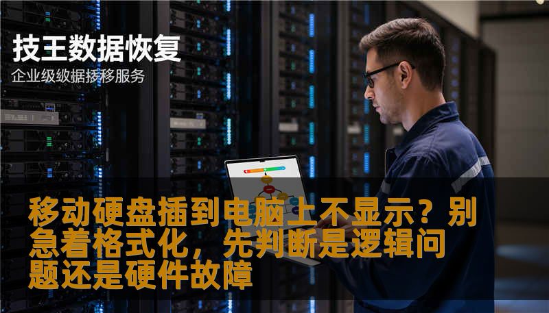 移动硬盘插到电脑上不显示？别急着格式化，先判断是逻辑问题还是硬件故障
