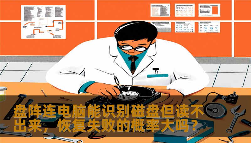 盘阵连接电脑能识别磁盘但无法读取数据，恢复失败概率高不高？本文分析坏道、RAID降级、逻辑锁等真实案例，提供操作步骤与风险提醒。