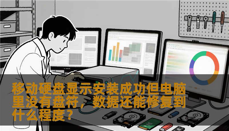 移动硬盘显示安装成功但电脑里没有盘符，数据还能修复到什么程度？