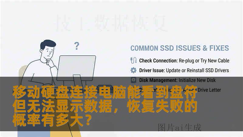 移动硬盘连接电脑能看到盘符但无法显示数据，恢复失败的概率有多大？