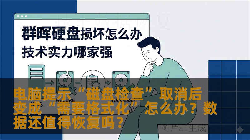 电脑提示“磁盘检查”取消后变成“需要格式化”怎么办？数据还值得恢复吗？