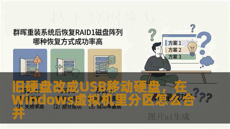 旧硬盘改成USB移动硬盘，在Windows虚拟机里分区怎么合并