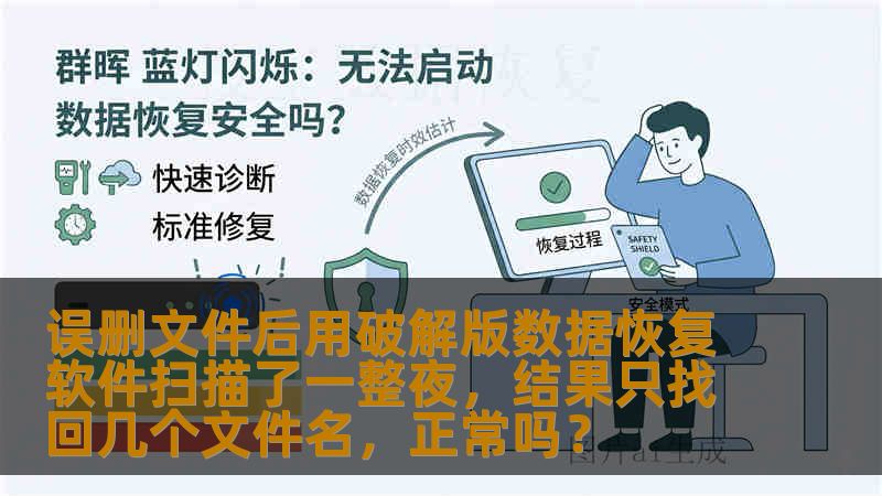 误删文件后用破解版数据恢复软件扫描了一整夜，结果只找回几个文件名，正常吗？