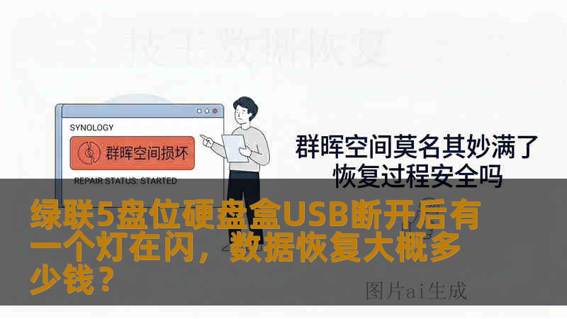 绿联5盘位硬盘盒USB断开后有一个灯在闪，数据恢复大概多少钱？