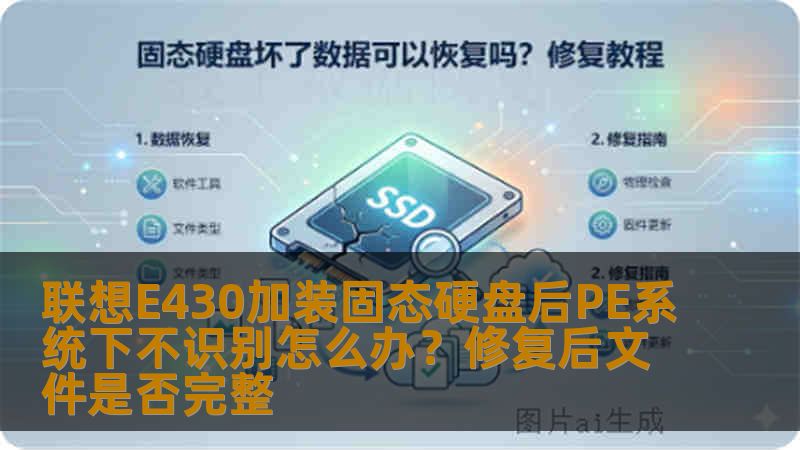 联想E430加装固态硬盘后PE系统下不识别怎么办？修复后文件是否完整