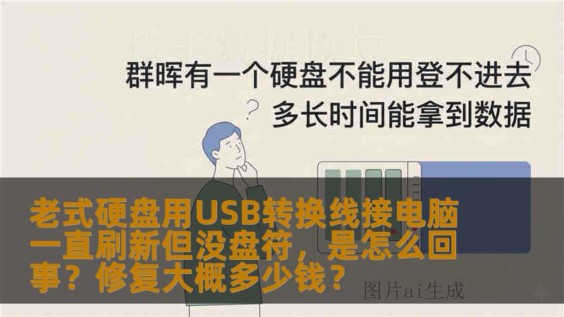 老式硬盘用USB转换线接电脑一直刷新但没盘符，是怎么回事？修复大概多少钱？