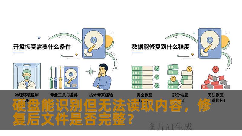 硬盘能识别但无法读取内容，修复后文件是否完整？
